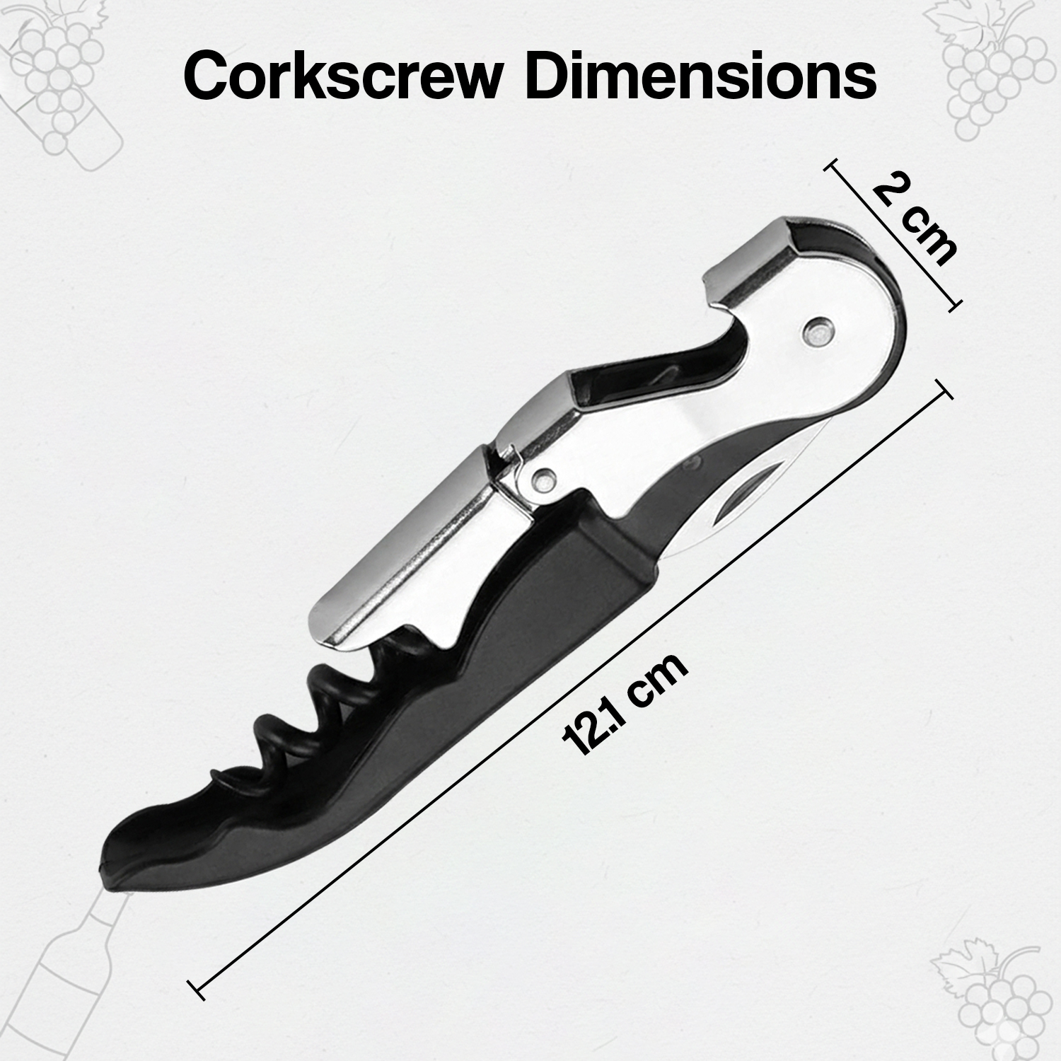 Corkscrew for Easy Wine Bottle Opening – Manual Wine Opener for Home Bar & Kitchen – Silver