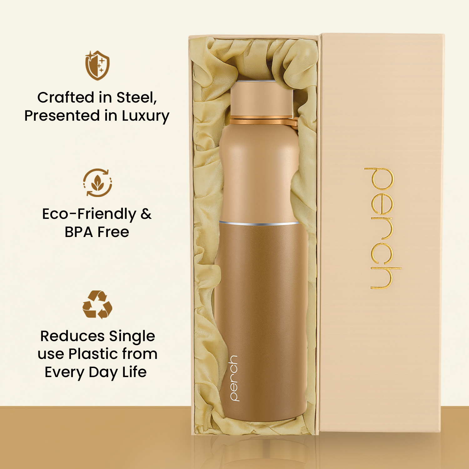 Zenith Insulated 1Ltr Water Bottle with Gift Box, Amber Brown