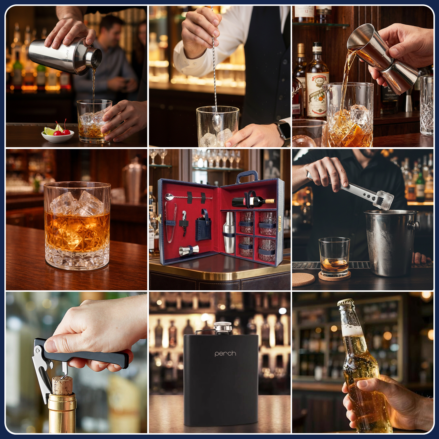 11-Piece Crocodile Print Leatherette Suitcase Bar Set with Twist Cocktail Shaker & 4 Whisky Glasses – Silver