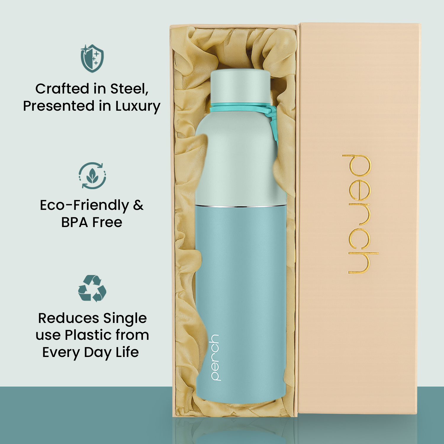 Zenith Insulated 1Ltr Water Bottle with Gift Box, Cyan