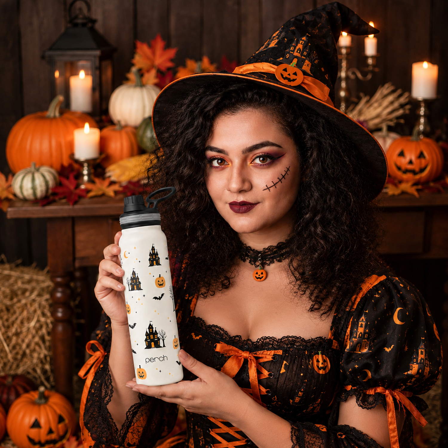 Halloween 740ml Insulated Water Bottle Spooky Print