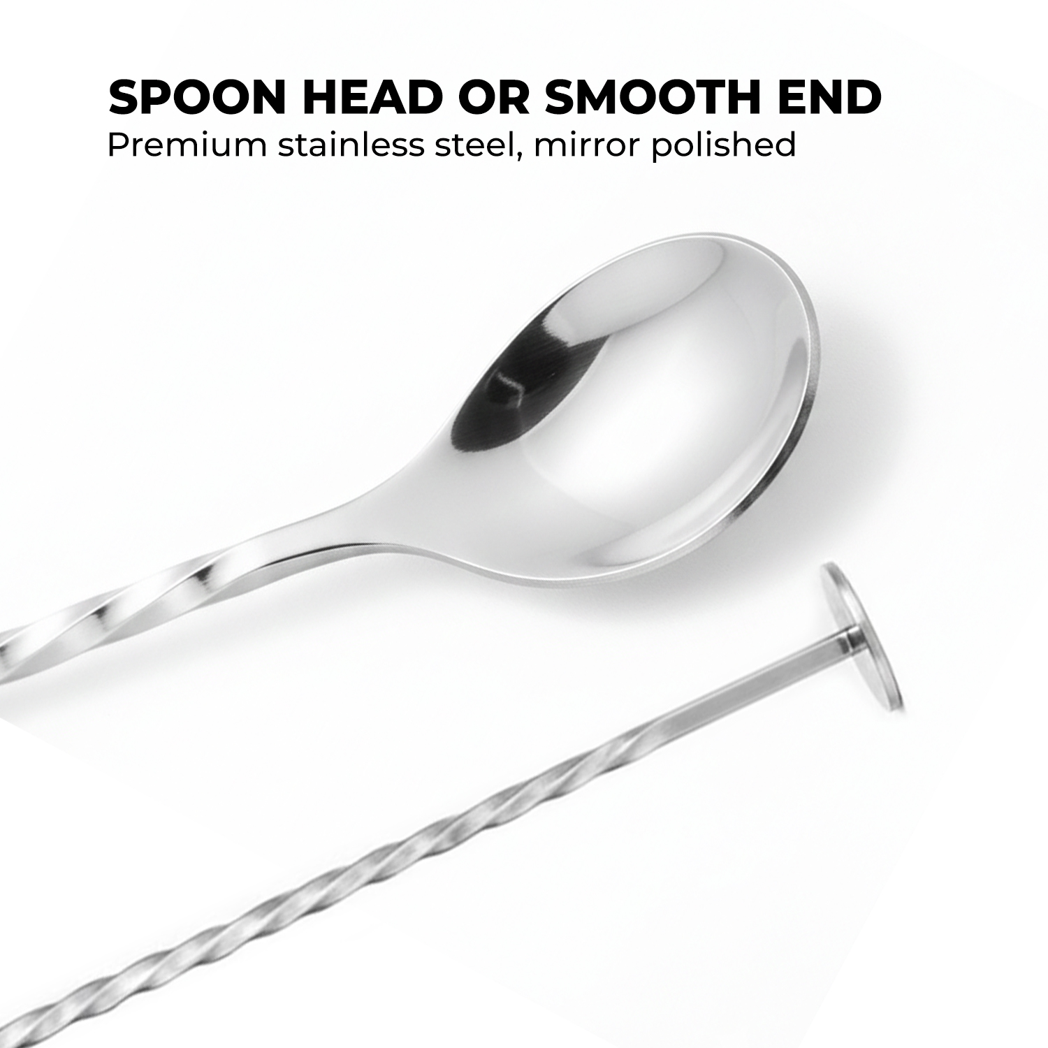 Bar Spoon Set of 2 for Cocktails & Mocktails – Long Handle Stirring Spoons – Silver