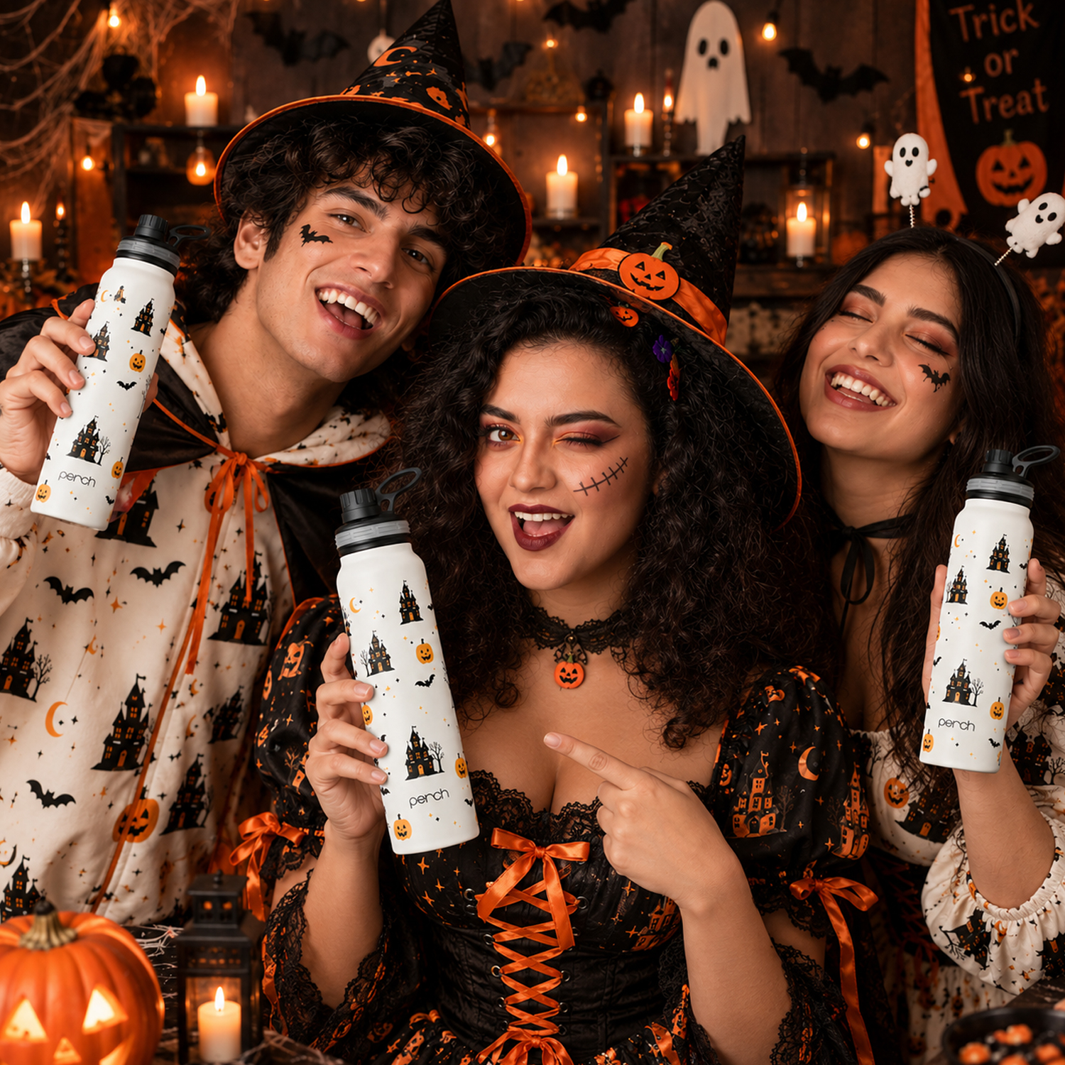 Halloween 740ml Insulated Water Bottle Spooky Print