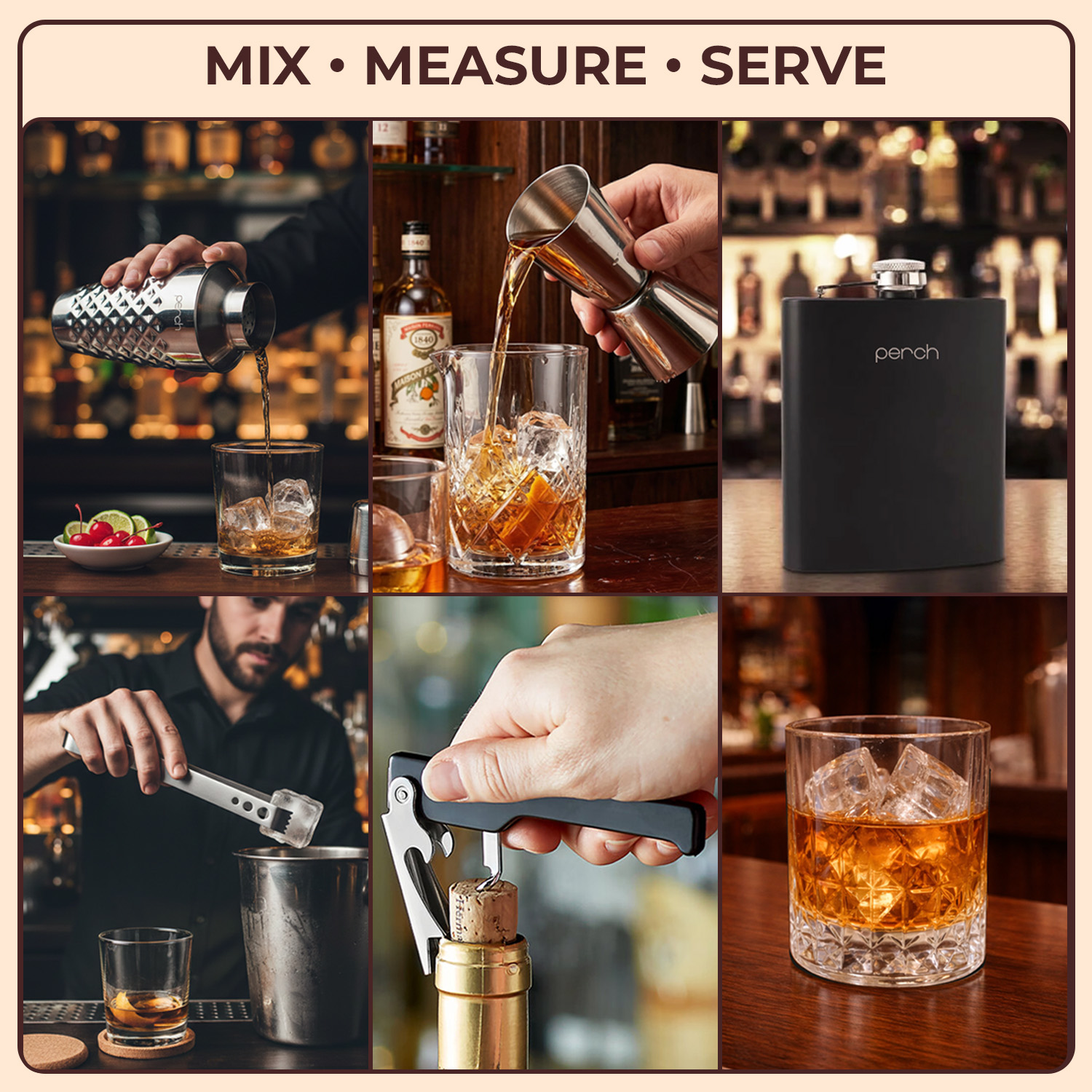 9-Piece Brown Leatherette Suitcase Bar Set with Cocktail Shaker & 3 Whisky Glasses – Silver