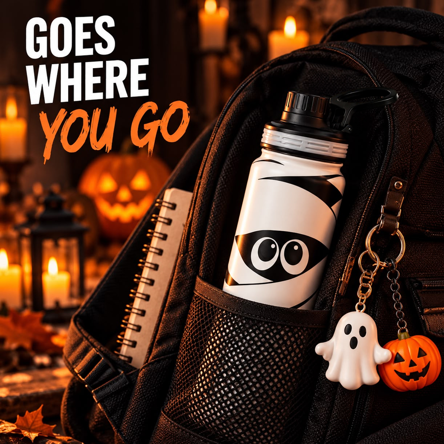 Halloween 740ml Insulated Water Bottle Mummy Print