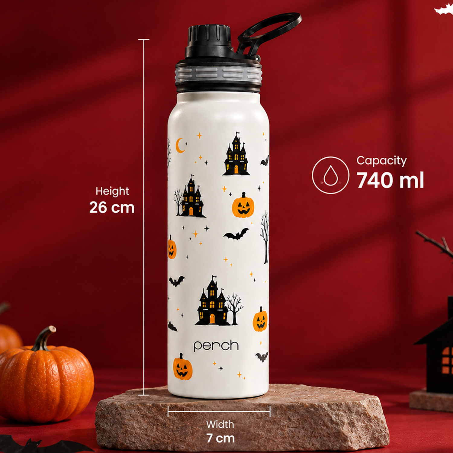 Halloween 740ml Insulated Water Bottle Spooky Print