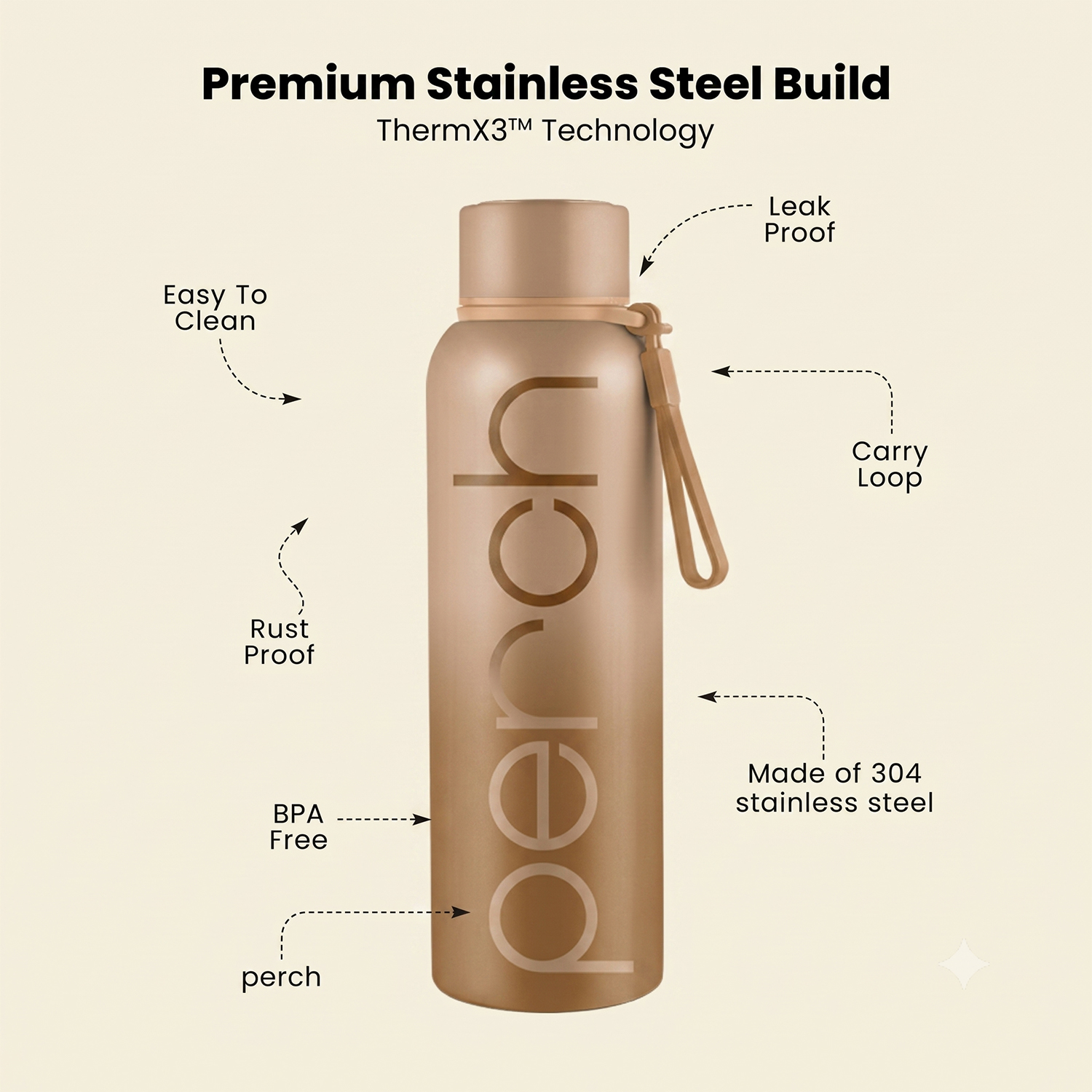 Zion Insulated 720ml Water Bottle, Beach Brown