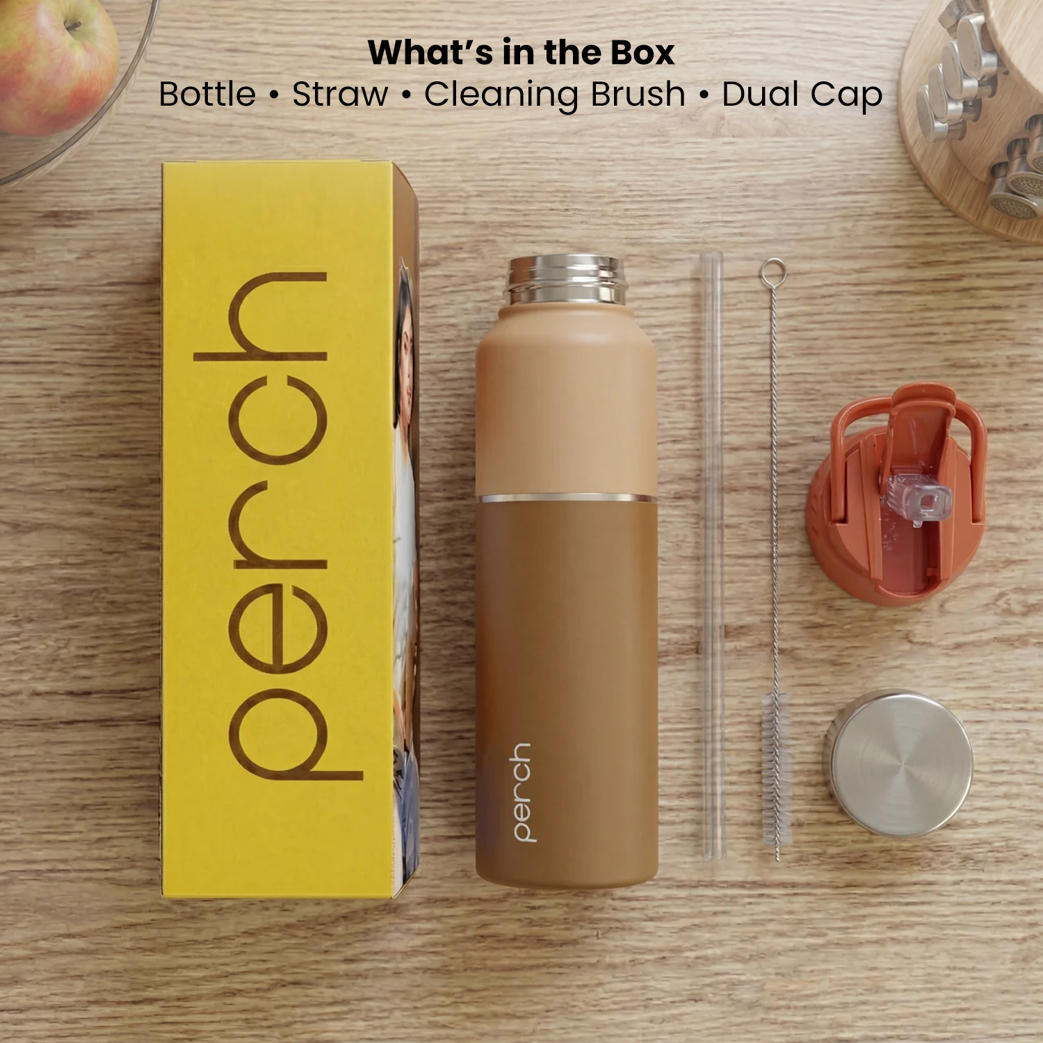 Magic 1Ltr Stainless Steel Water Bottle, Amber Brown