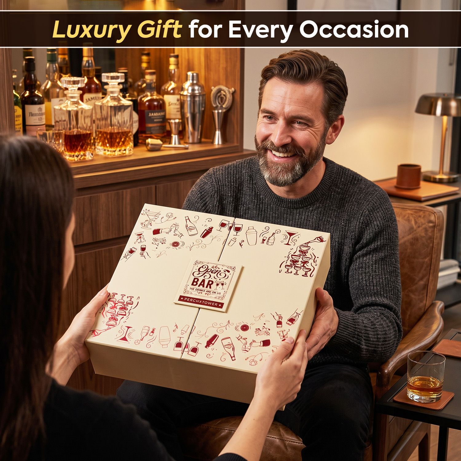 O' Holic 10-Piece Bartender Kit with Mango Wooden Stand | Belly Cocktail Shaker Gift Set | Rose Gold