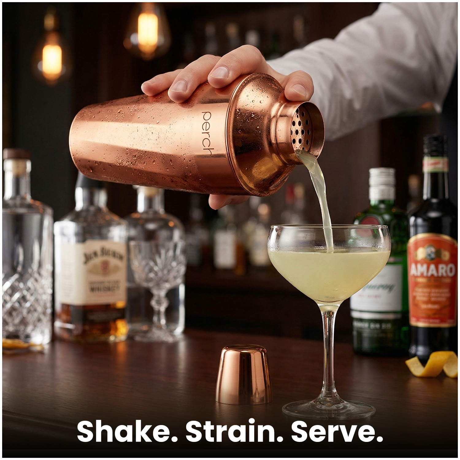 O' Holic 10-Piece Bartender Kit with Mango Wooden Stand | Belly Cocktail Shaker | Golden
