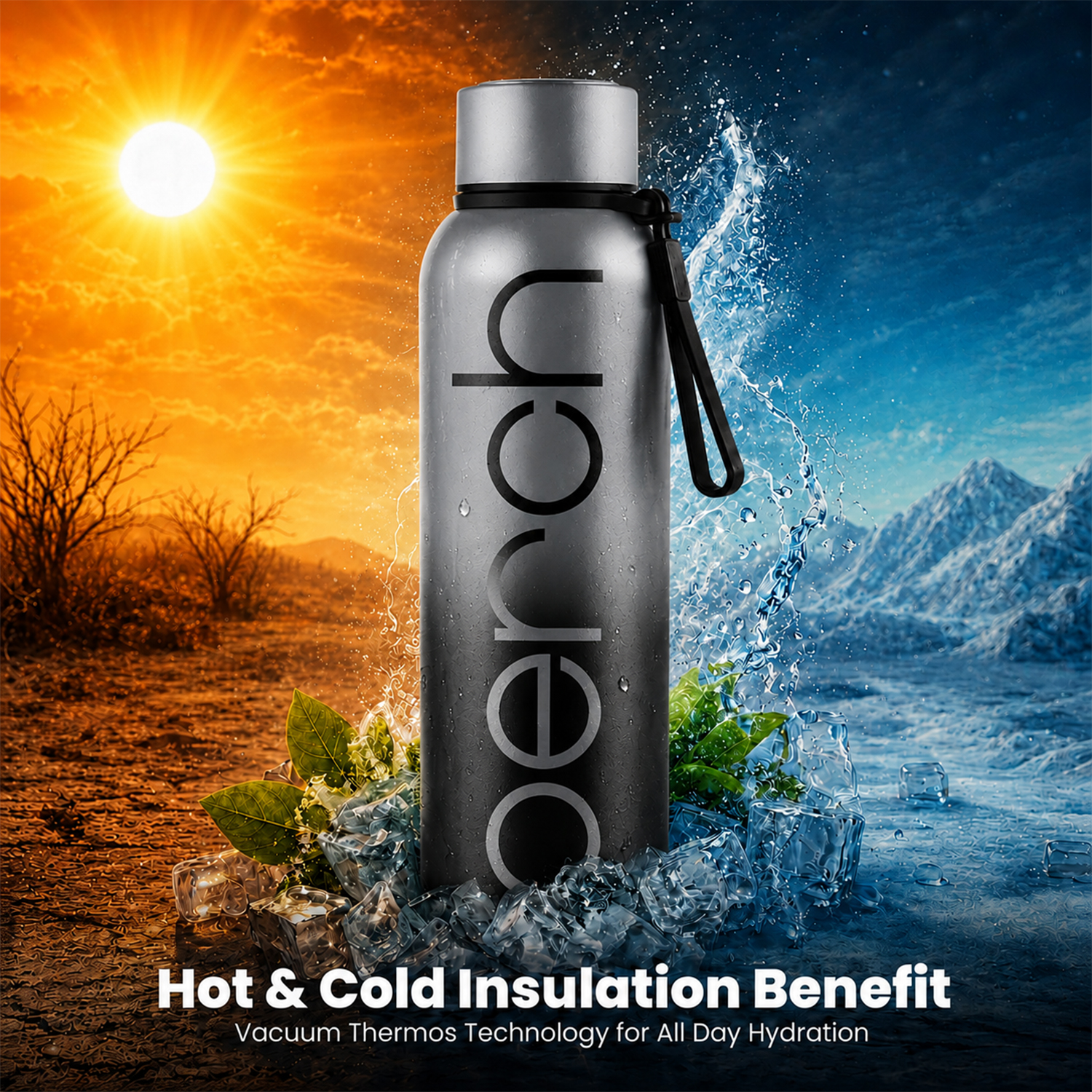 Zion Insulated 720ml Water Bottle, Cloud Black