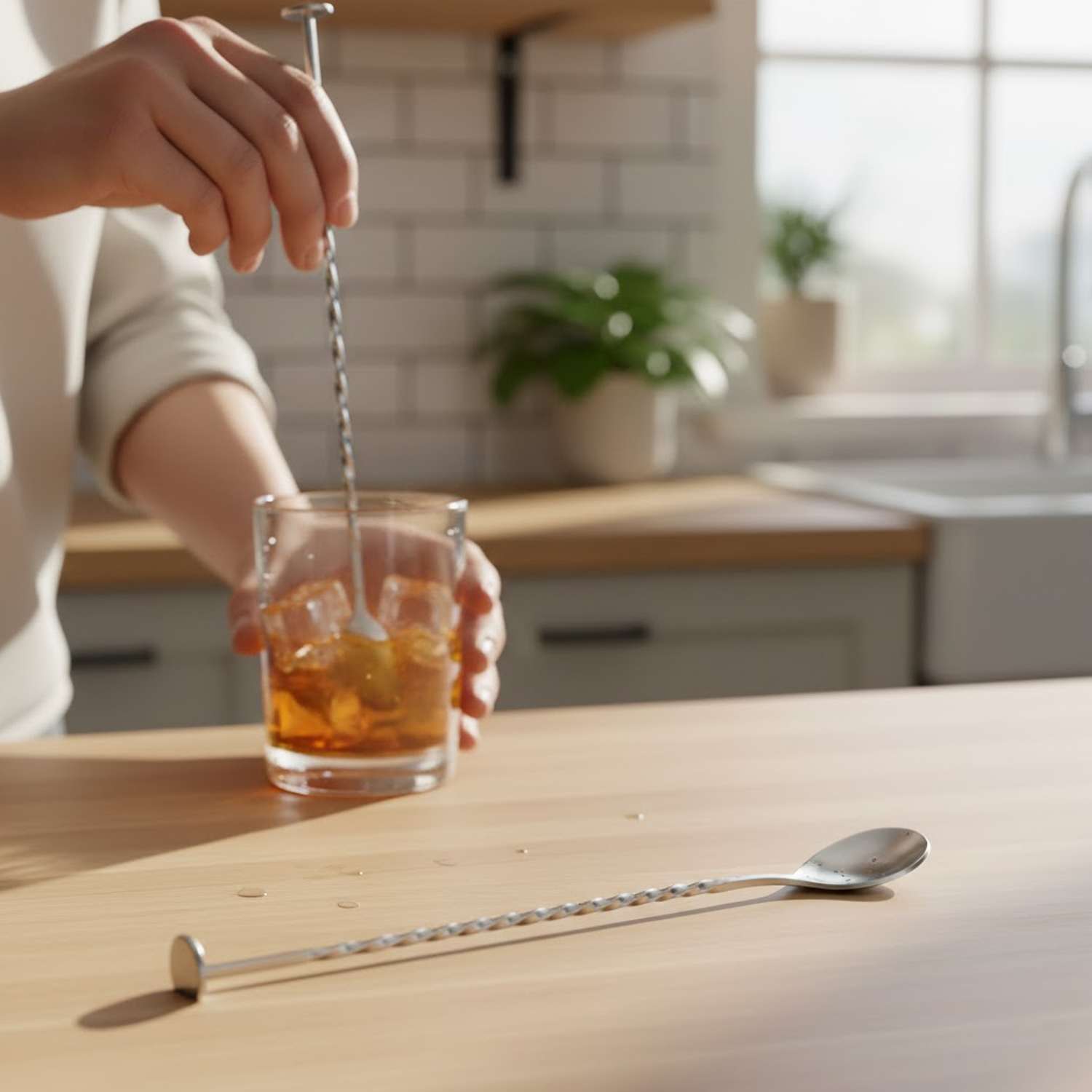 Bar Spoon Set of 2 for Cocktails & Mocktails – Long Handle Stirring Spoons – Silver