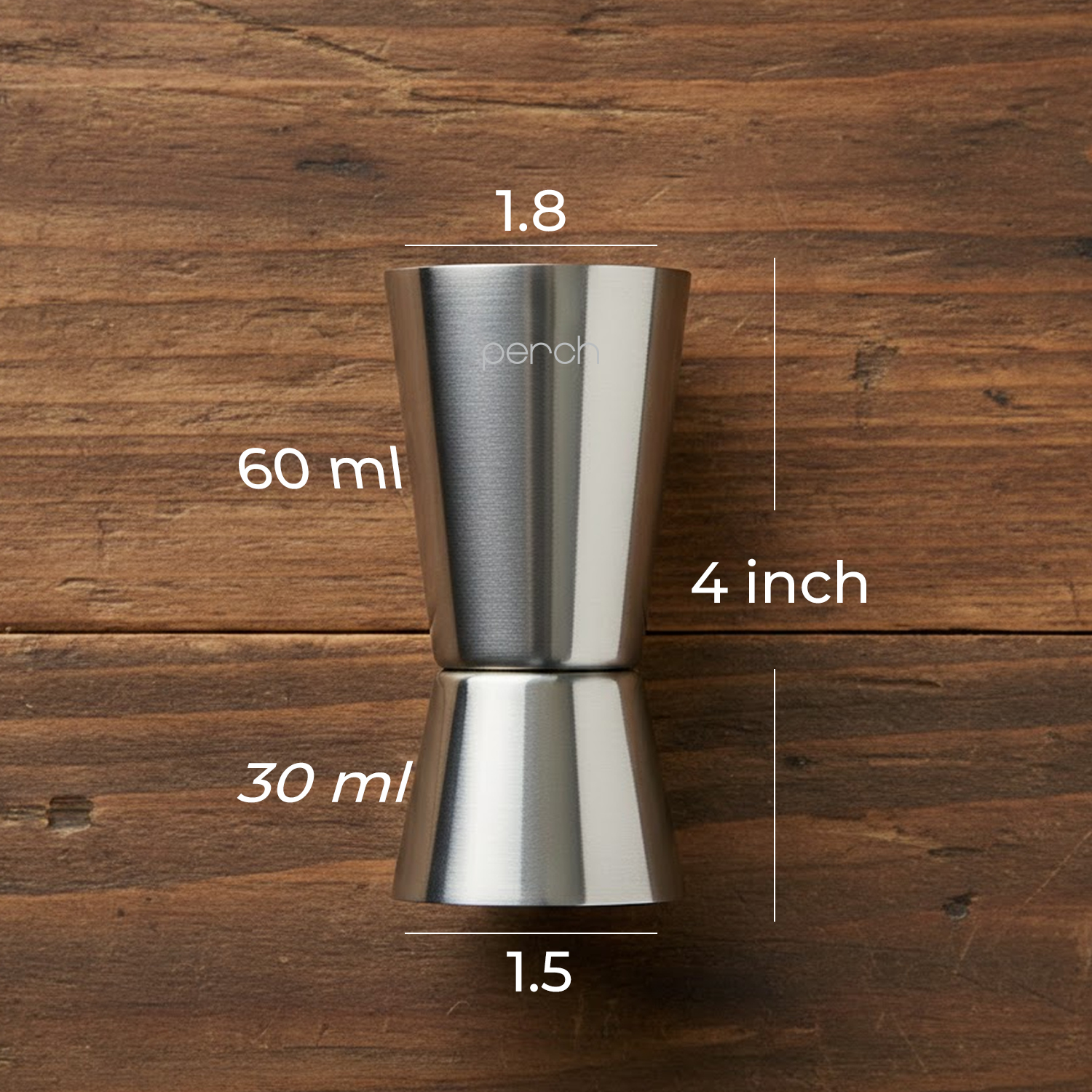 Jigger for Cocktails, Mocktails & Beverages – Double Sided Measuring Tool – Silver