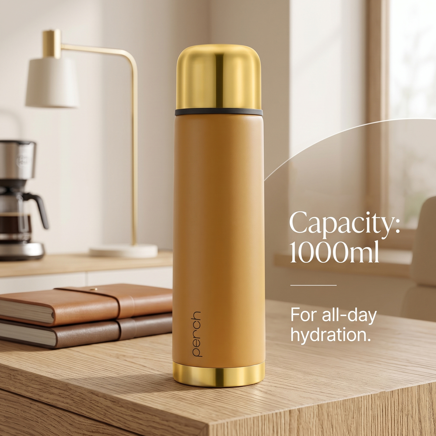 California Insulated 1Ltr Water Bottle, Golden Amber