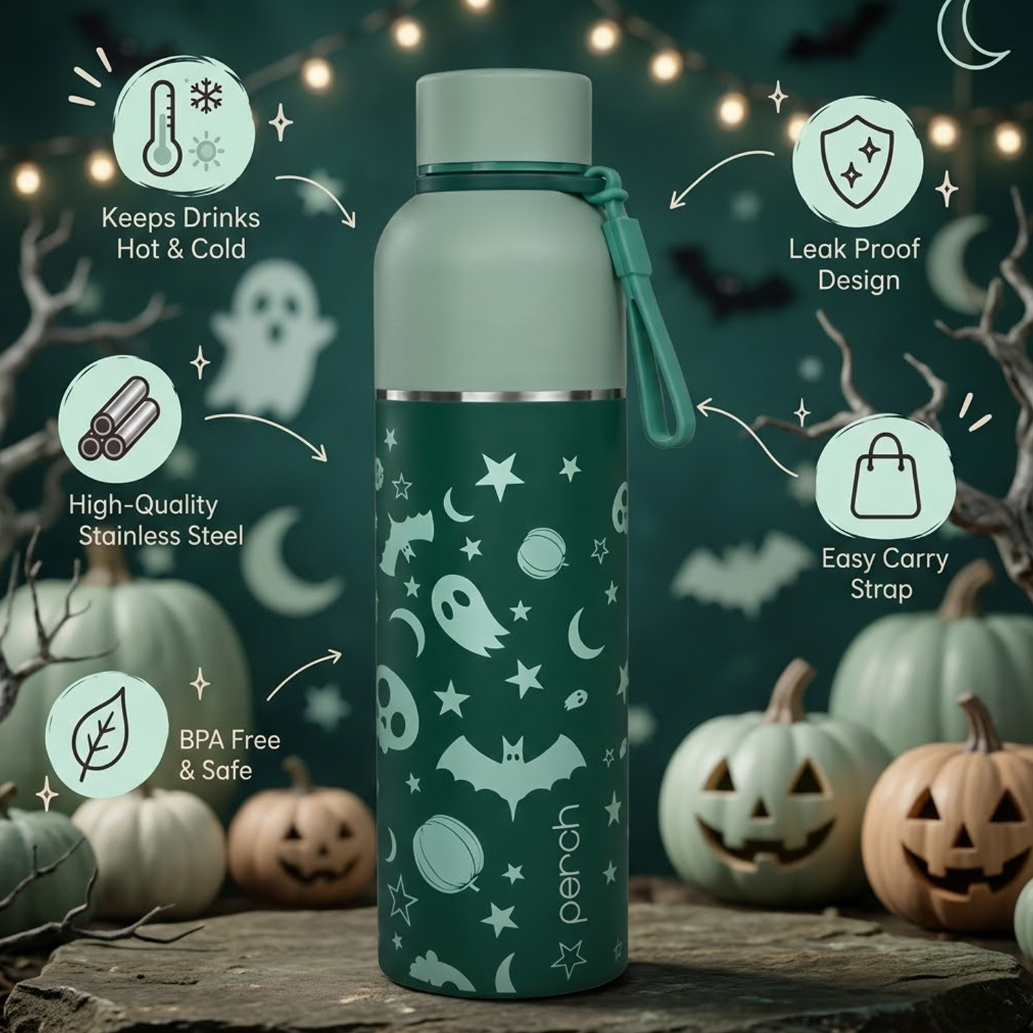 Zenith 1L Insulated Water Bottle – Starry Moon Edition