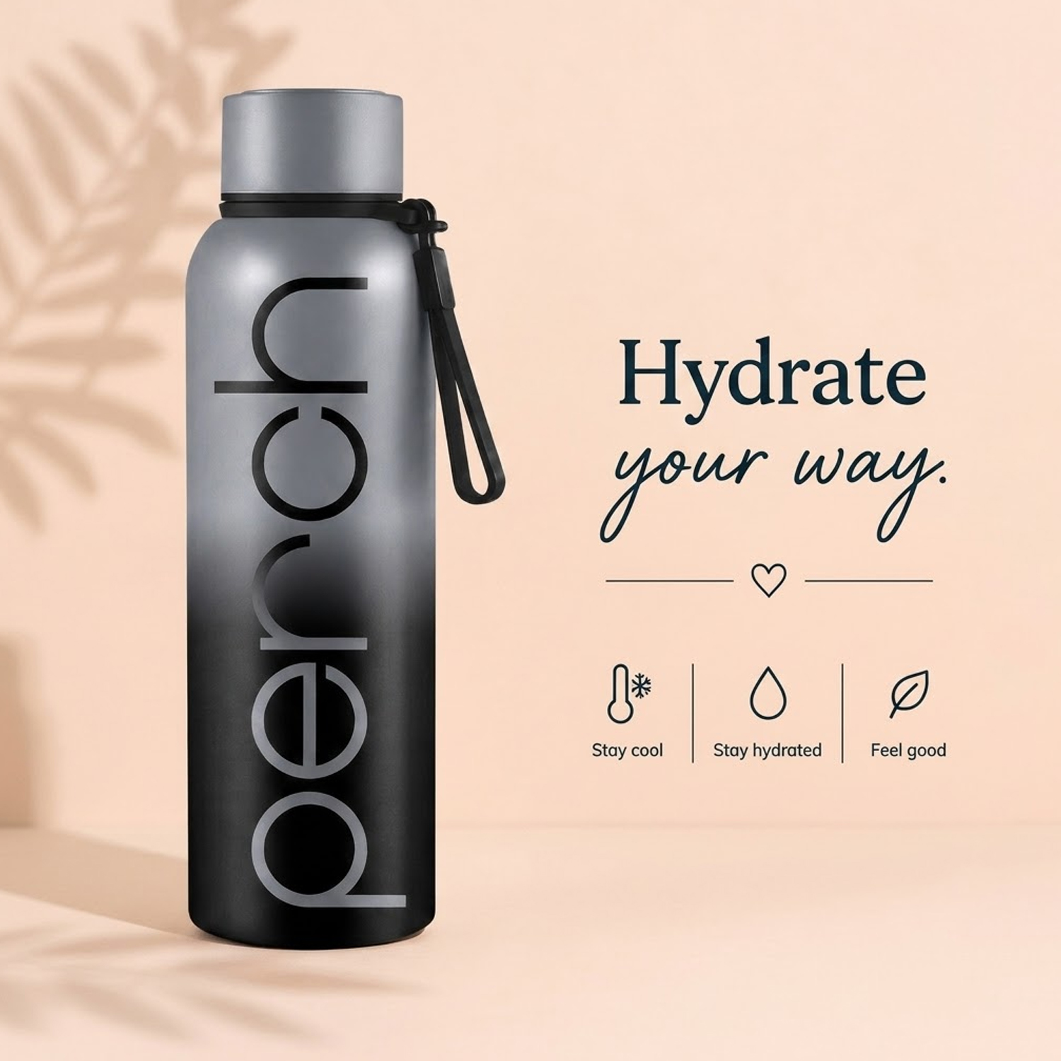 Zion Insulated 720ml Water Bottle, Cloud Black