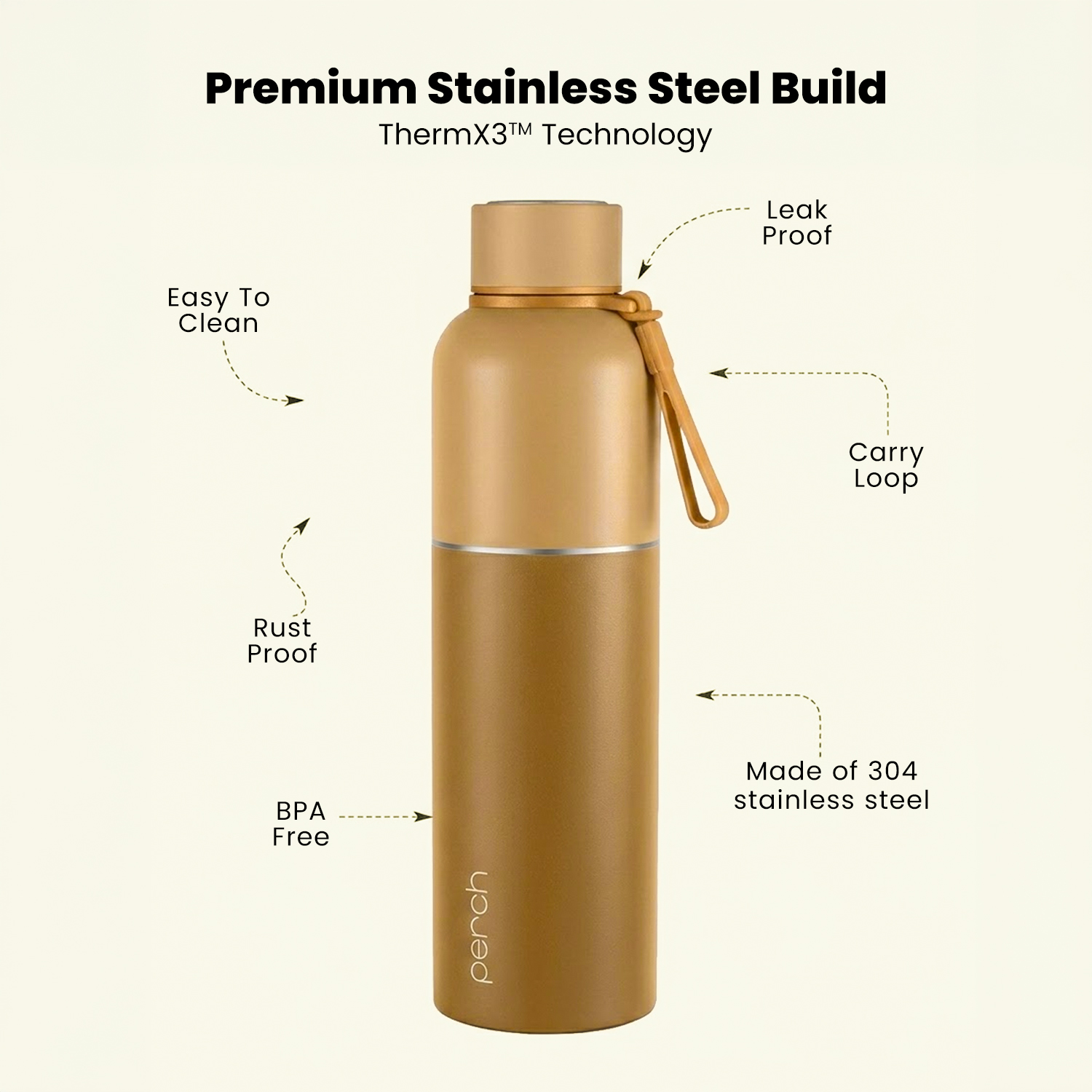 Zenith Insulated 1Ltr Water Bottle with Gift Box, Amber Brown