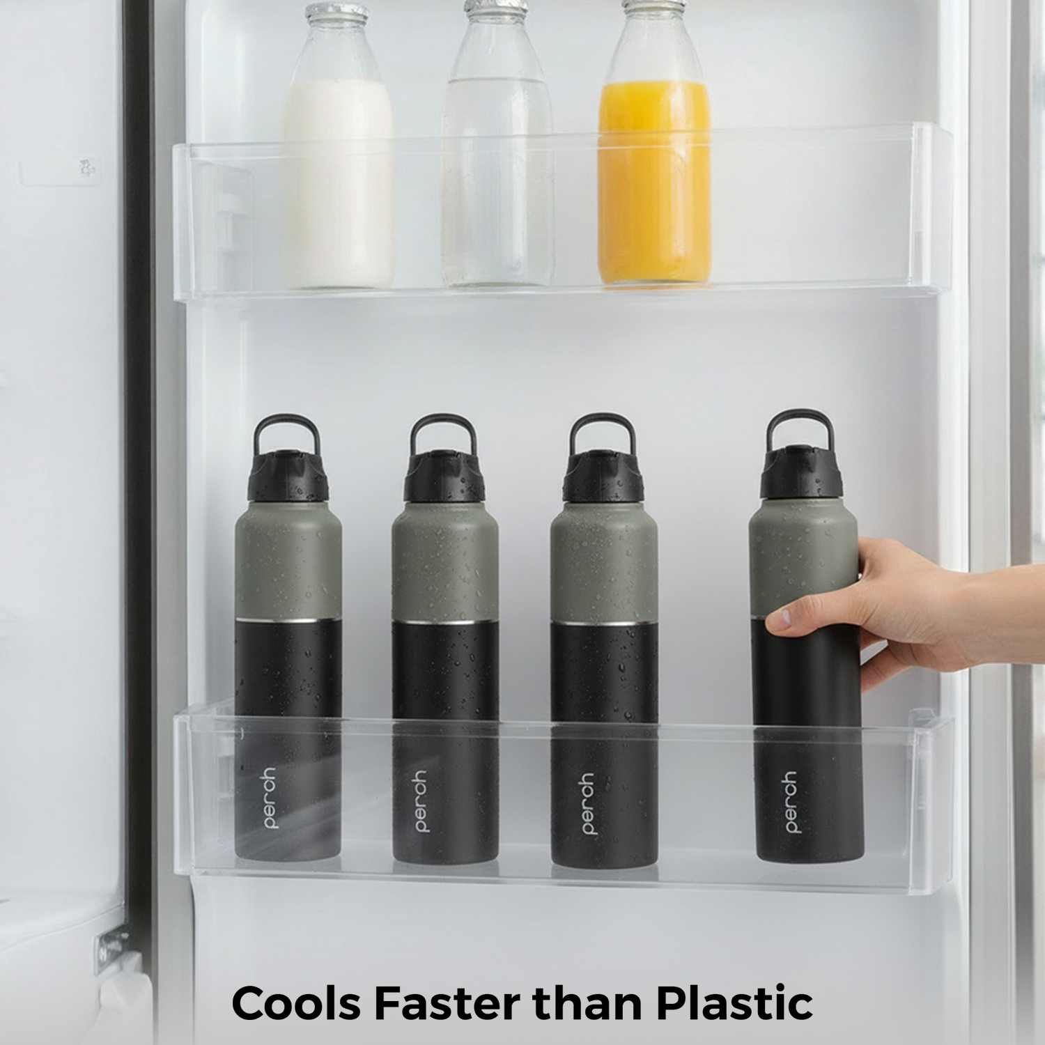 Magic 1Ltr Stainless Steel Water Bottle, Black & Grey