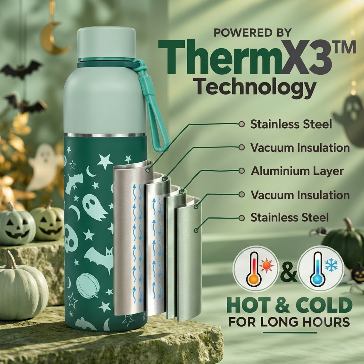 Zenith 1L Insulated Water Bottle – Starry Moon Edition