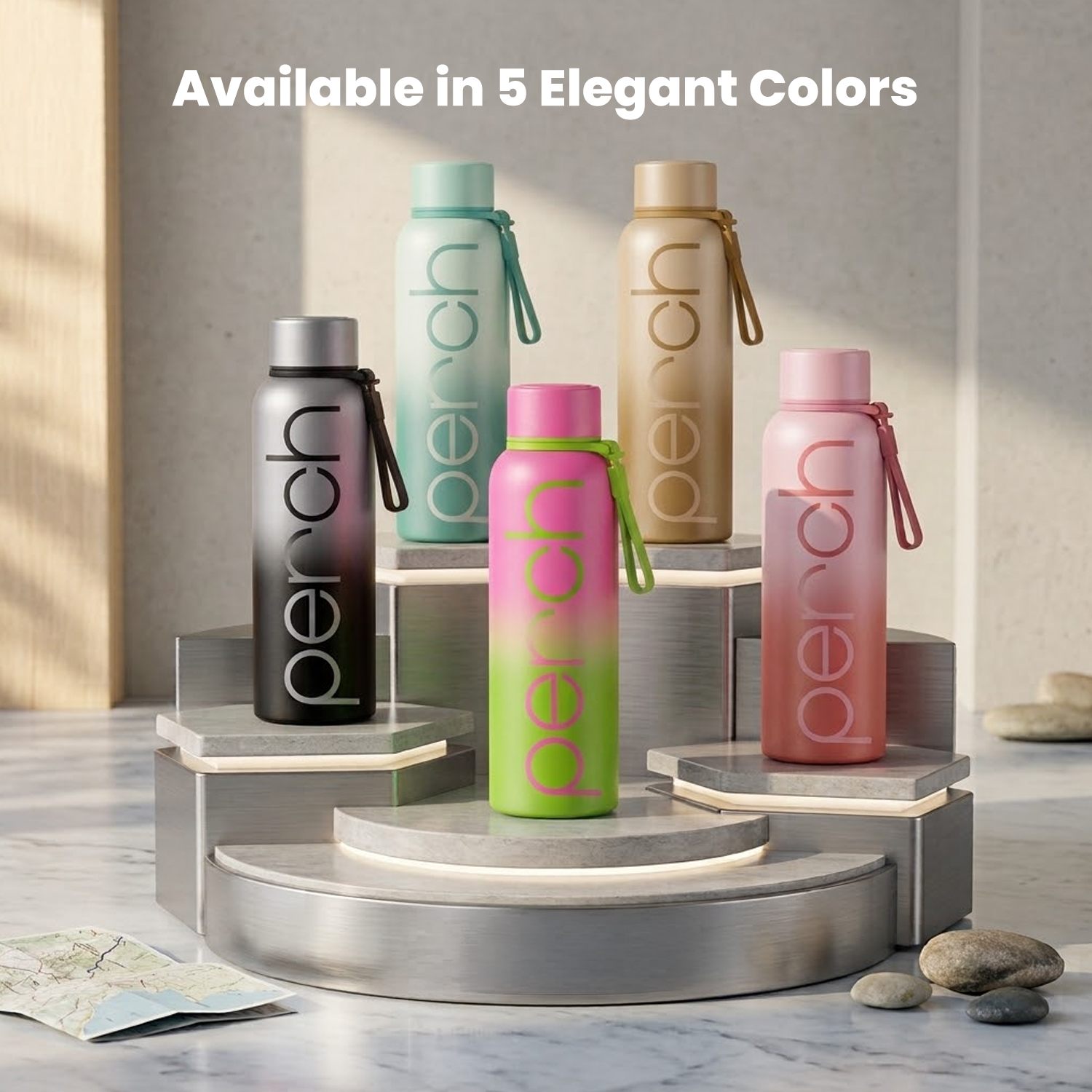 Zion Insulated 720ml Water Bottle, Neon Green & Pink