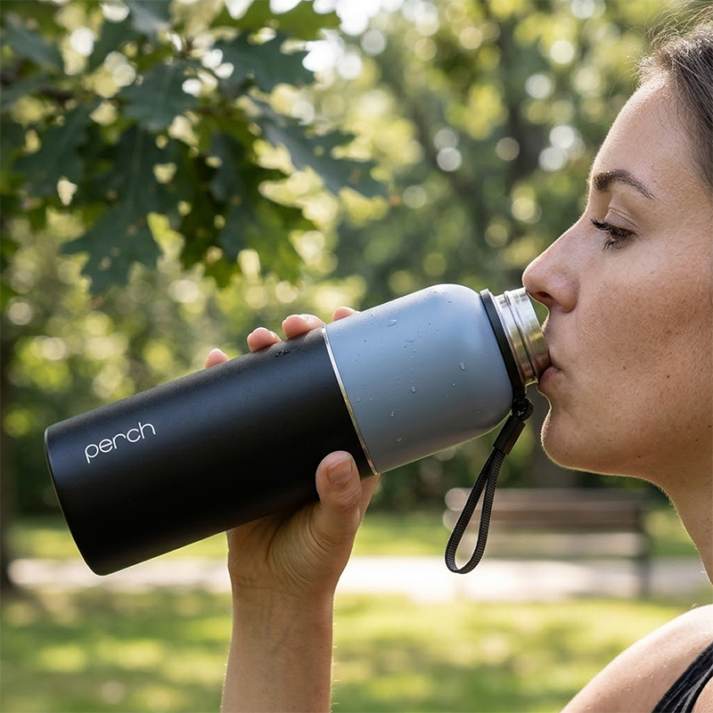 Zenith Insulated 1Ltr Water Bottle, Knight Black