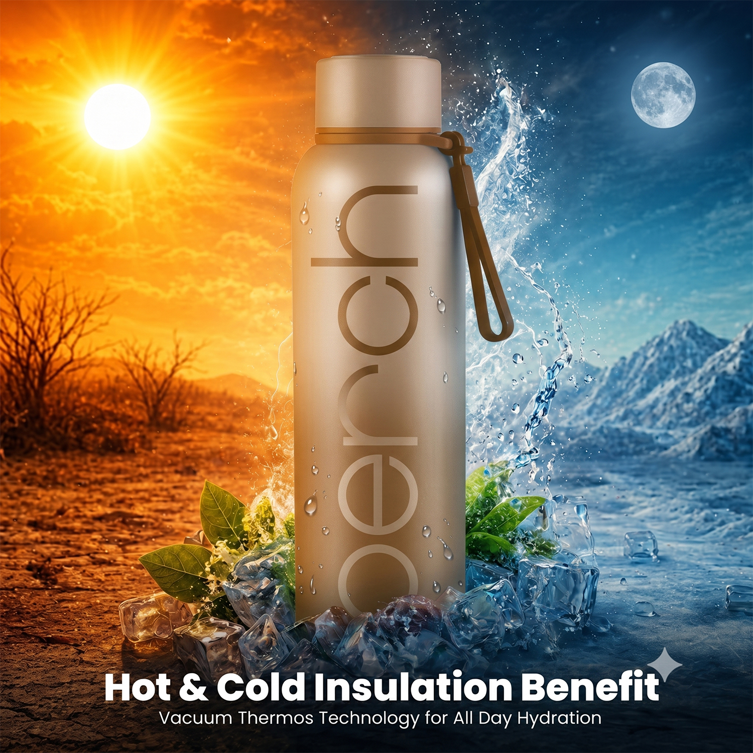 Zion Insulated 720ml Water Bottle, Beach Brown