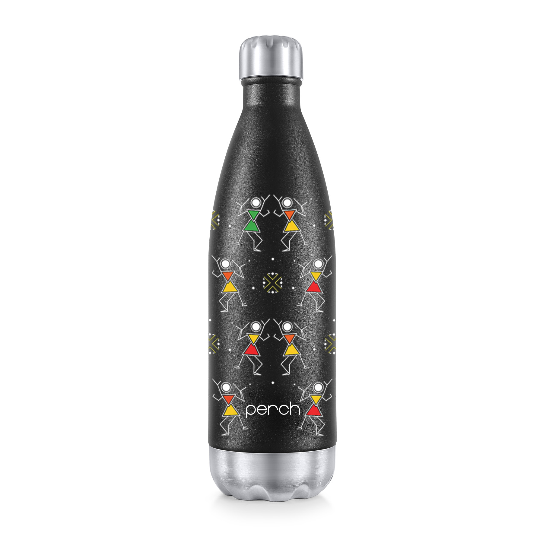 Retro 3D UV Printed 980ml Vacuum Insulated Stainless Steel Water Bottle, Warli Art