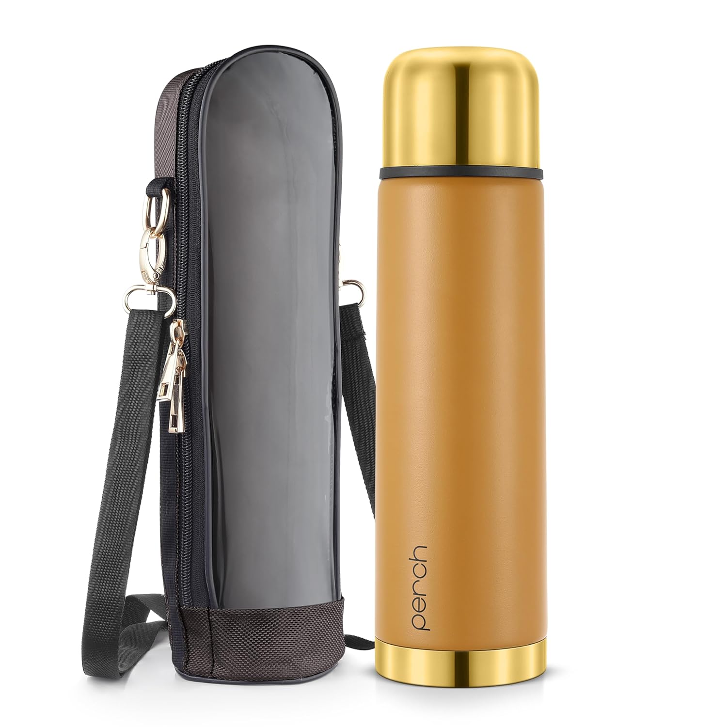 California Insulated 1Ltr Water Bottle With Bag, Golden Amber