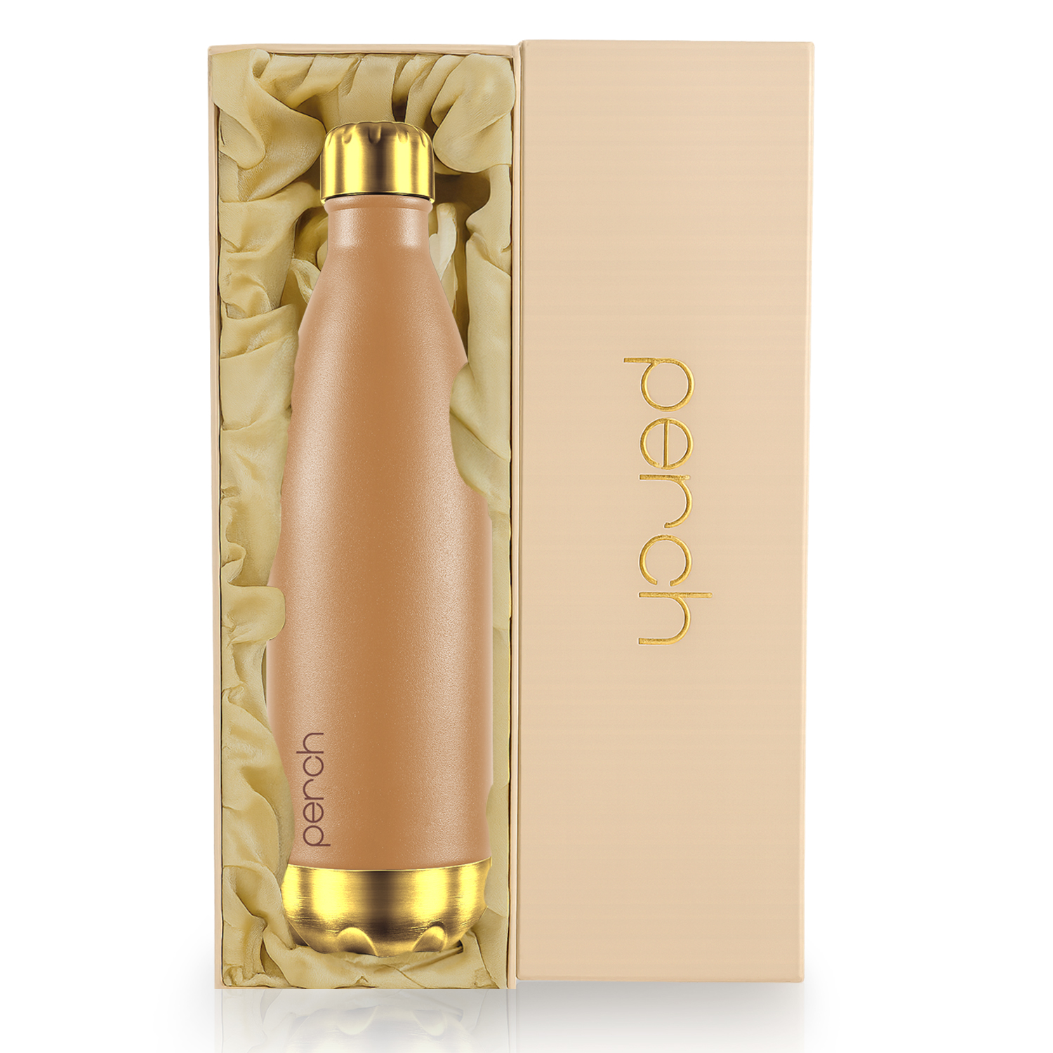 Retro 980ml Vacuum Insulated Stainless Steel Water Bottle With Gift Box, Golden-Amber