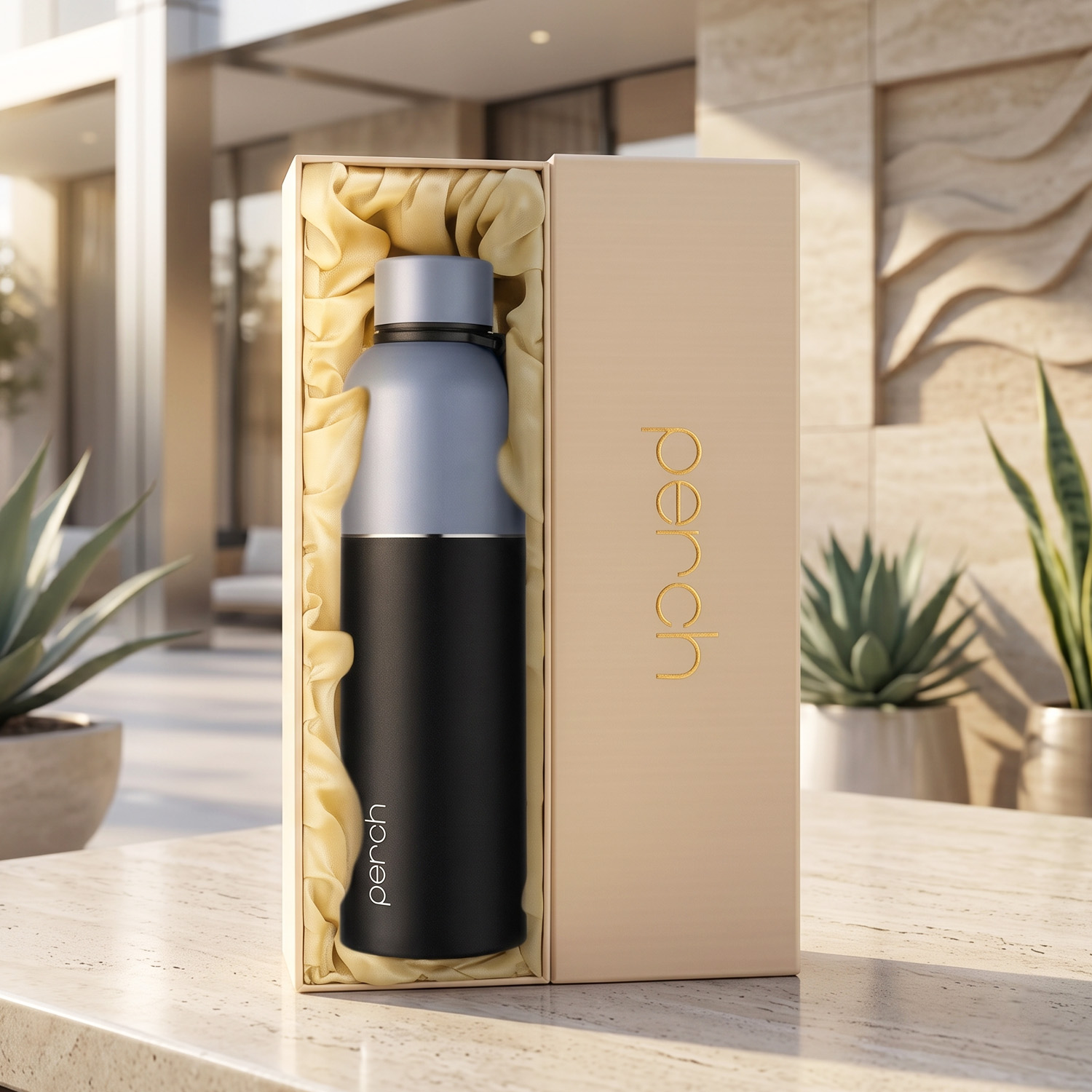 Zenith Insulated 1Ltr Water Bottle with Gift Box, Knight Black