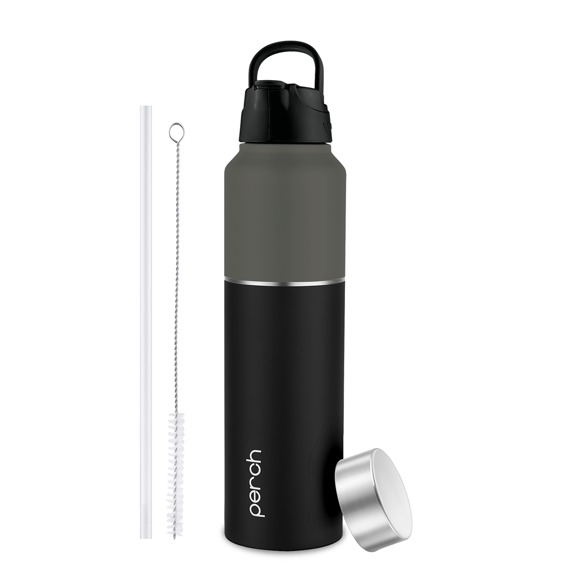 Magic 1Ltr Stainless Steel Water Bottle, Black & Grey